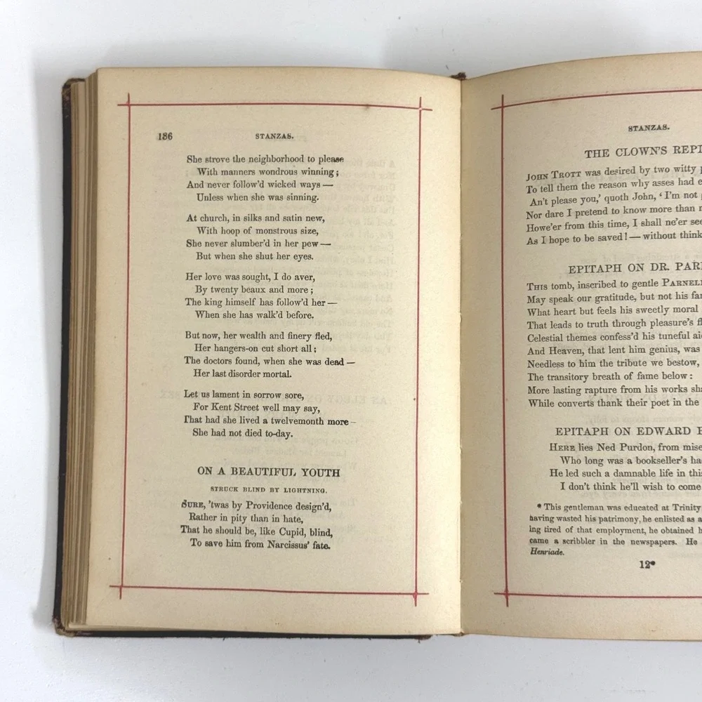 Antique Oliver Goldsmith Leather Bound Book Embossed Floral Burgundy Gold Gilt